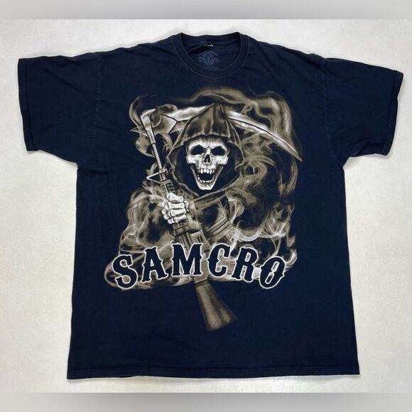 Sons Of Anarchy Samcro Grim Reaper Graphic T-shirt Men XXL Black Short Sleeve - Picture 1 of 5